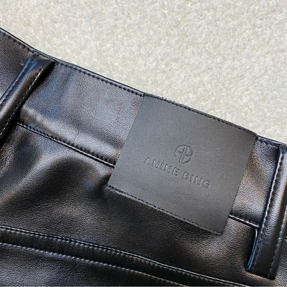 NEW Anine Bing Sonya Pant Black Faux Leather Slim Straight Fit Leg Trouser size - Picture 12 of 16